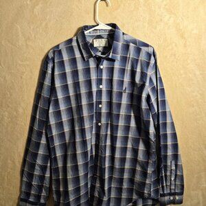 Thomas Pink Slim Fit Plaid Shirt Men’s Large Blue Jermyn Street